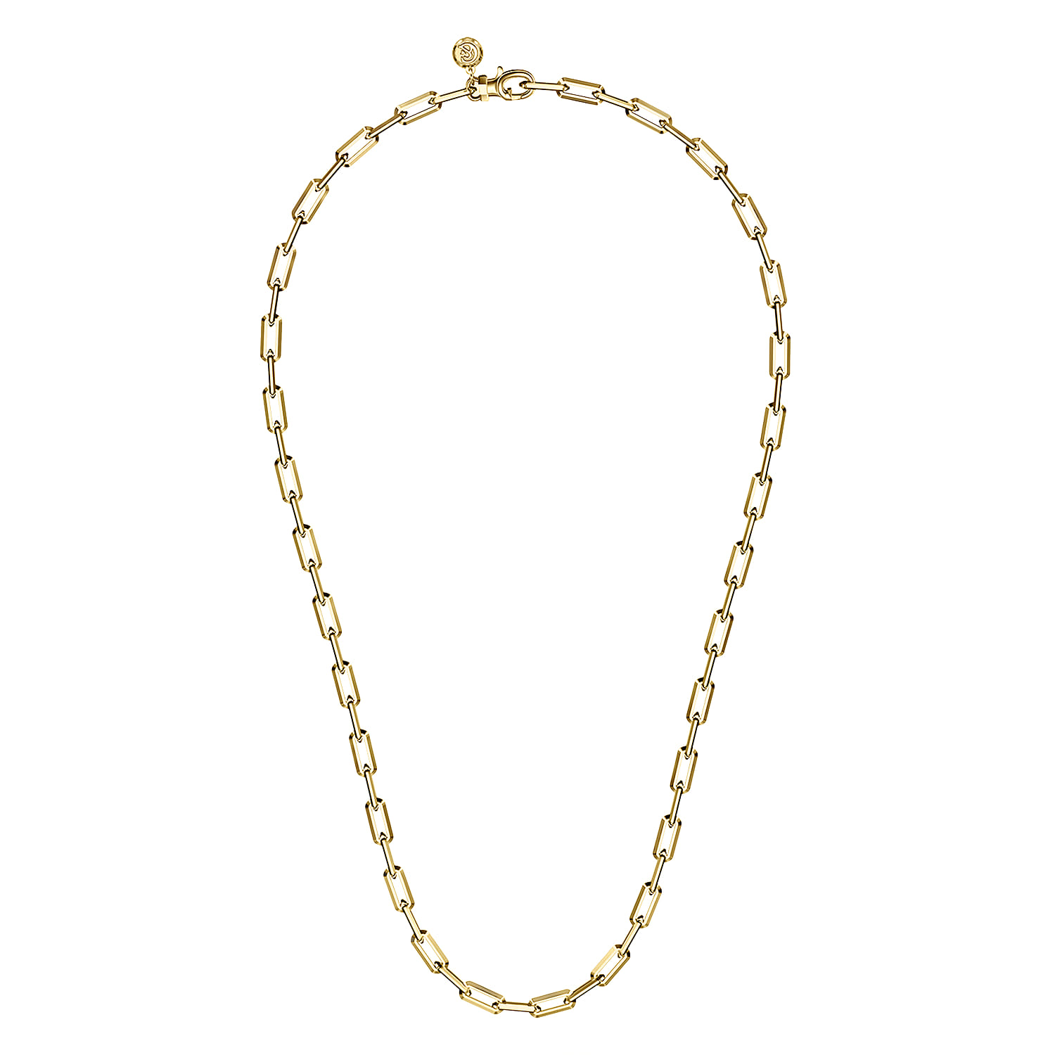 22 Inch 4.5mm 14K Yellow Gold Men's Solid Faceted Link Chain Necklace