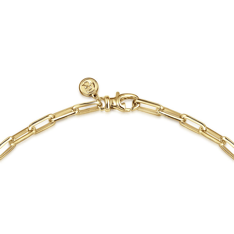 22 Inch 4.5mm 14K Yellow Gold Men's Solid Faceted Link Chain Necklace - Shot 3