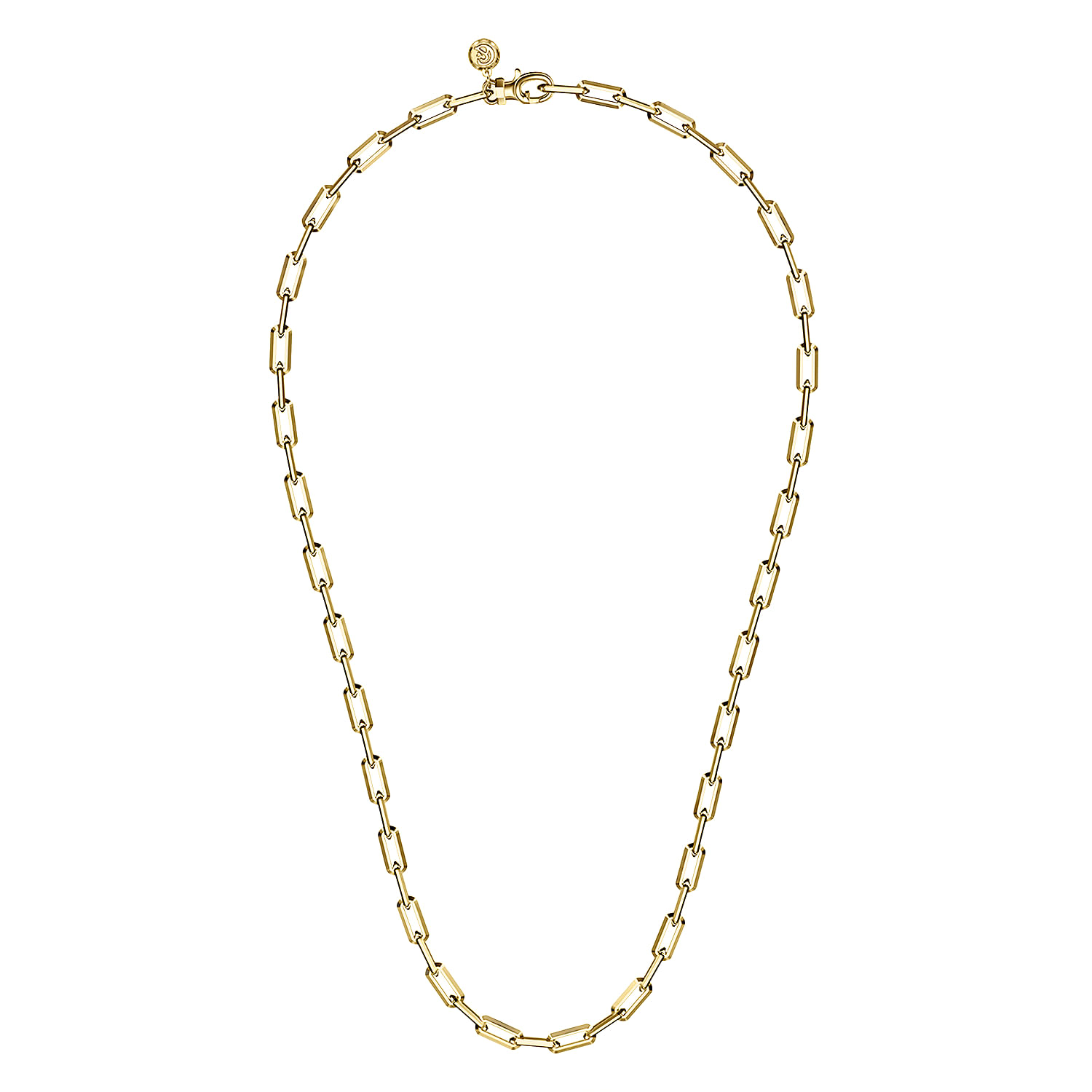 22 Inch 4.5mm 14K Yellow Gold Solid Faceted Men's Link Chain Necklace