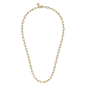 22 Inch 4.5mm 14K Yellow Gold Solid Faceted Men's Link Chain Necklace