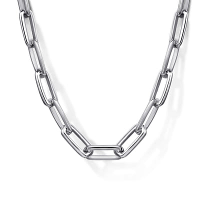 22 Inch 4.5mm 925 Sterling Silver Men's Solid Faceted Link Chain Necklace