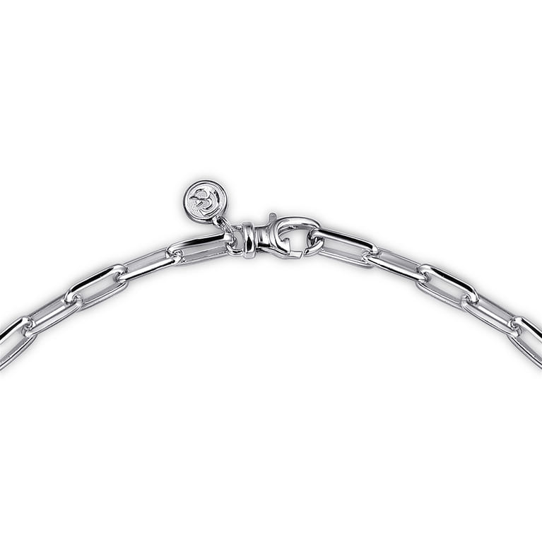 22 Inch 4.5mm 925 Sterling Silver Men's Solid Faceted Link Chain Necklace - Shot 3