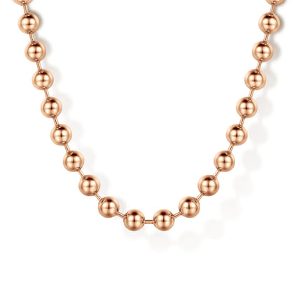 22 Inch 4mm 14K Rose Gold Men's Hollow Ball Chain Necklace