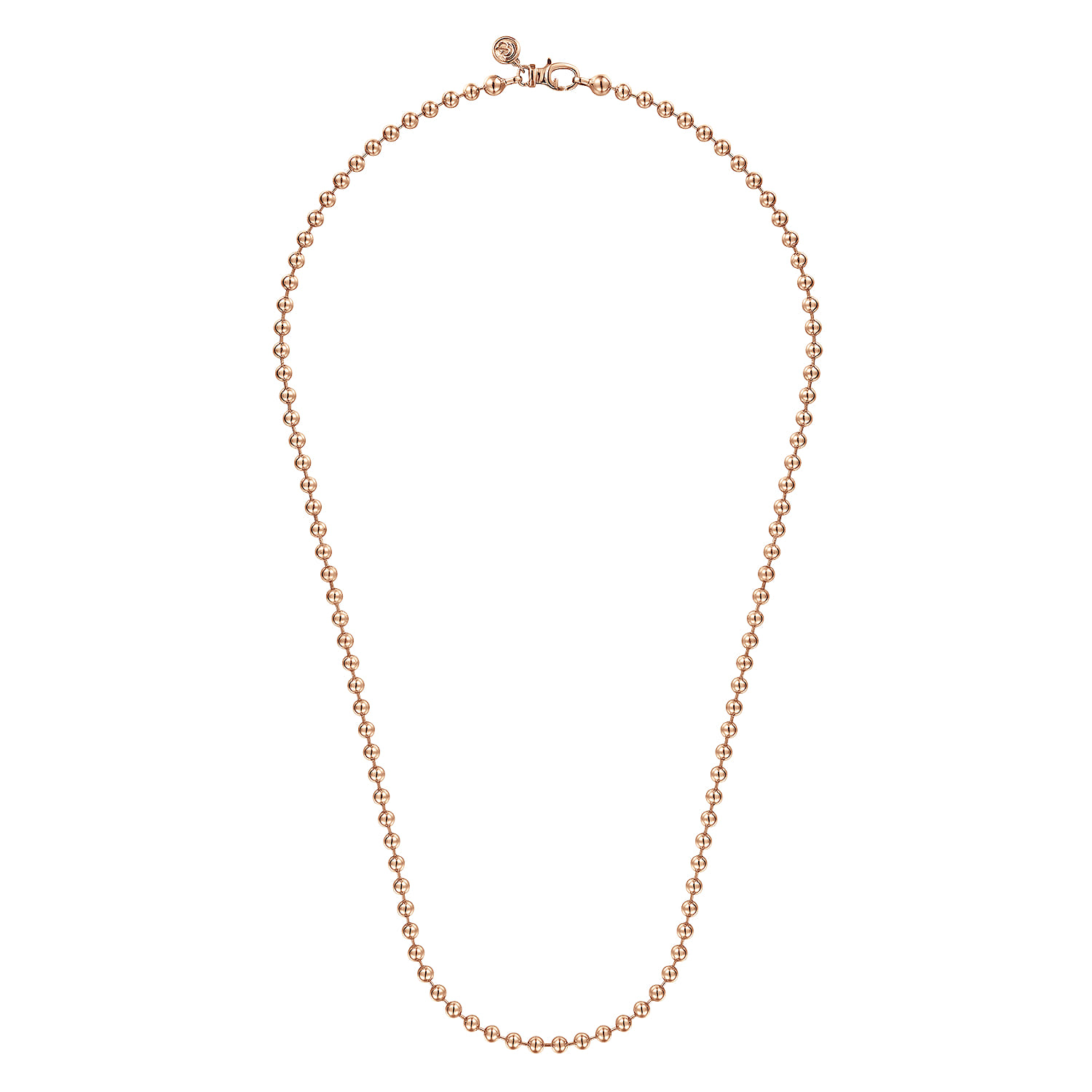 22 Inch 4mm 14K Rose Gold Men's Hollow Ball Chain Necklace - Shot 2