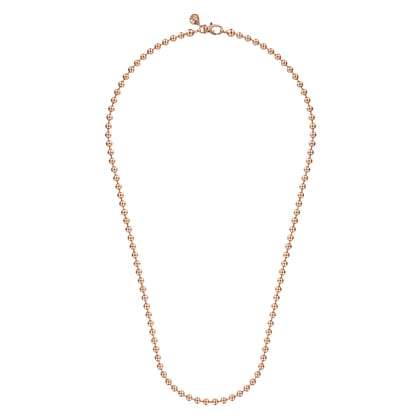 22 Inch 4mm 14K Rose Gold Men's Hollow Ball Chain Necklace