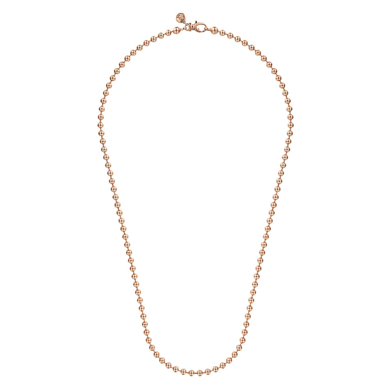 22 Inch 4mm 14K Rose Gold Men's Hollow Ball Chain Necklace - Shot 2