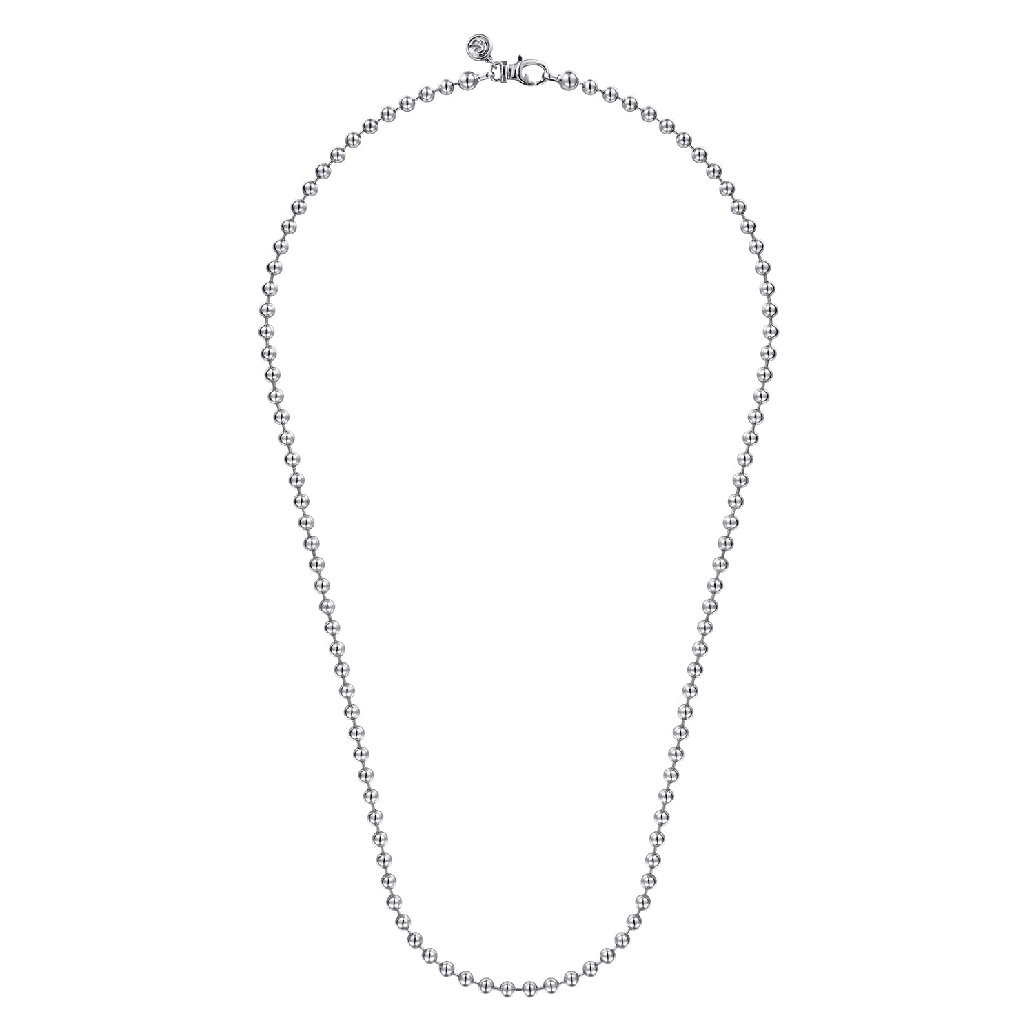 22 Inch 4mm 14K White Gold Men's Hollow Ball Chain Necklace - Shot 2