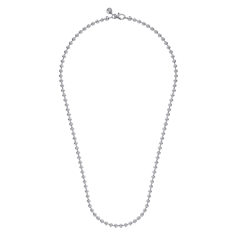 22 Inch 4mm 14K White Gold Men's Hollow Ball Chain Necklace - Shot 2