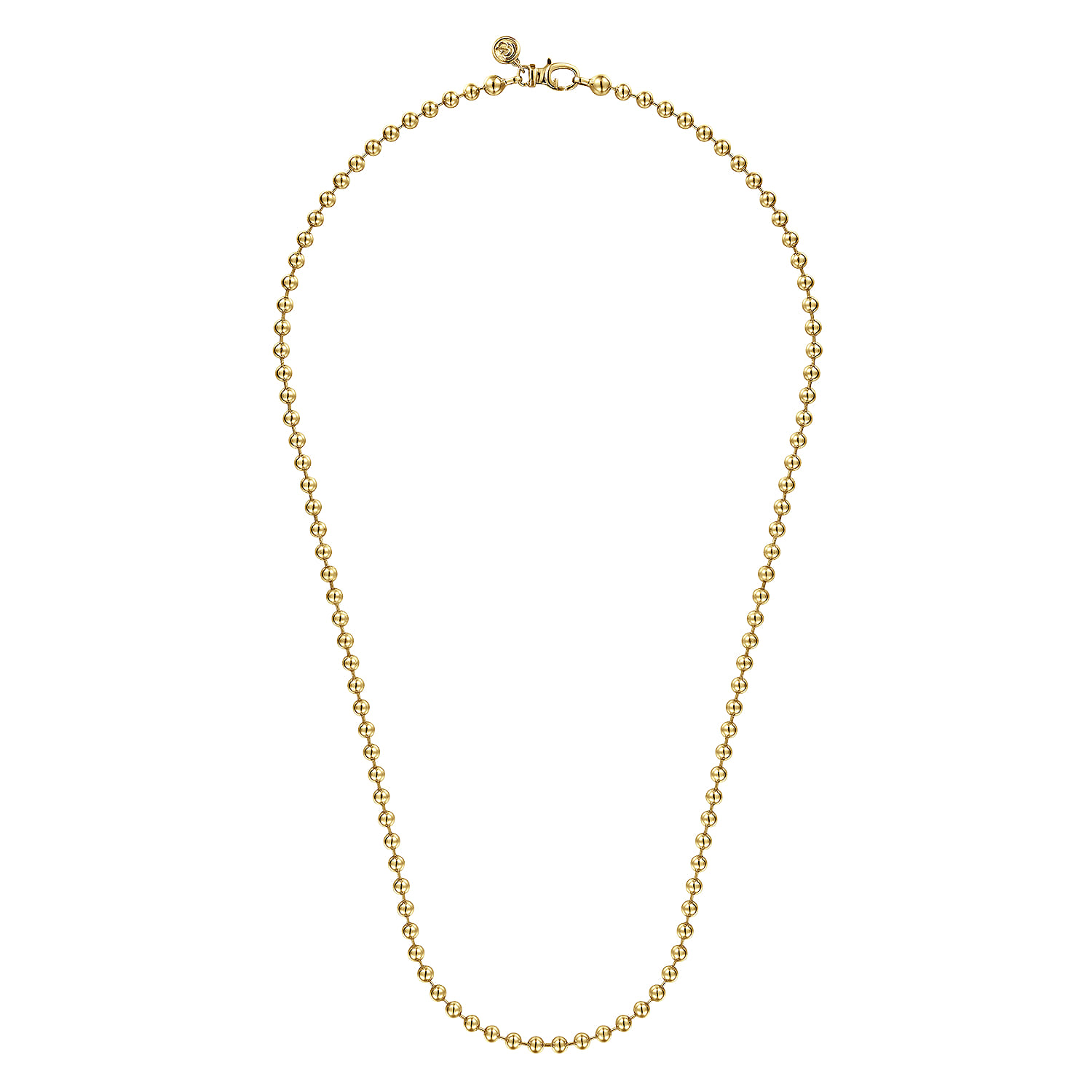 22 Inch 4mm 14K Yellow Gold Men's Hollow Ball Chain Necklace - Shot 2