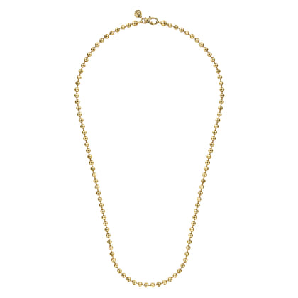 22 Inch 4mm 14K Yellow Gold Men's Hollow Ball Chain Necklace