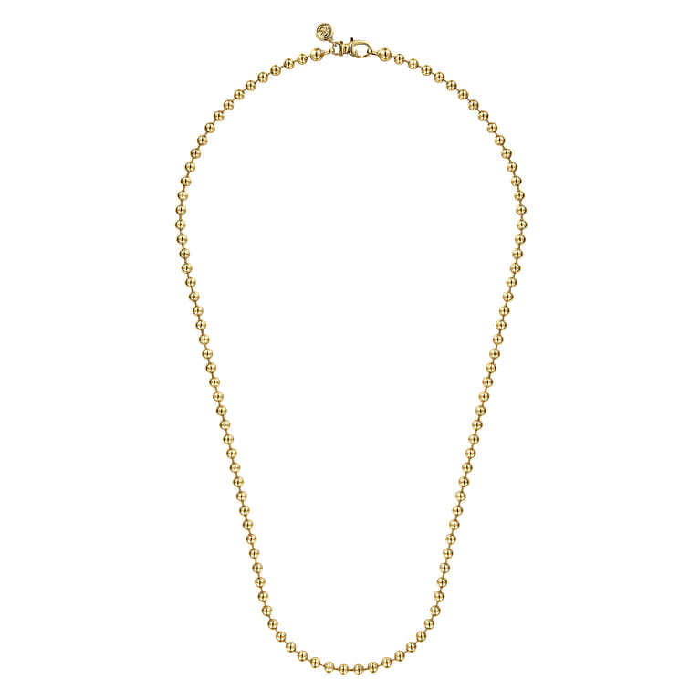 22 Inch 4mm 14K Yellow Gold Men's Hollow Ball Chain Necklace - Shot 2