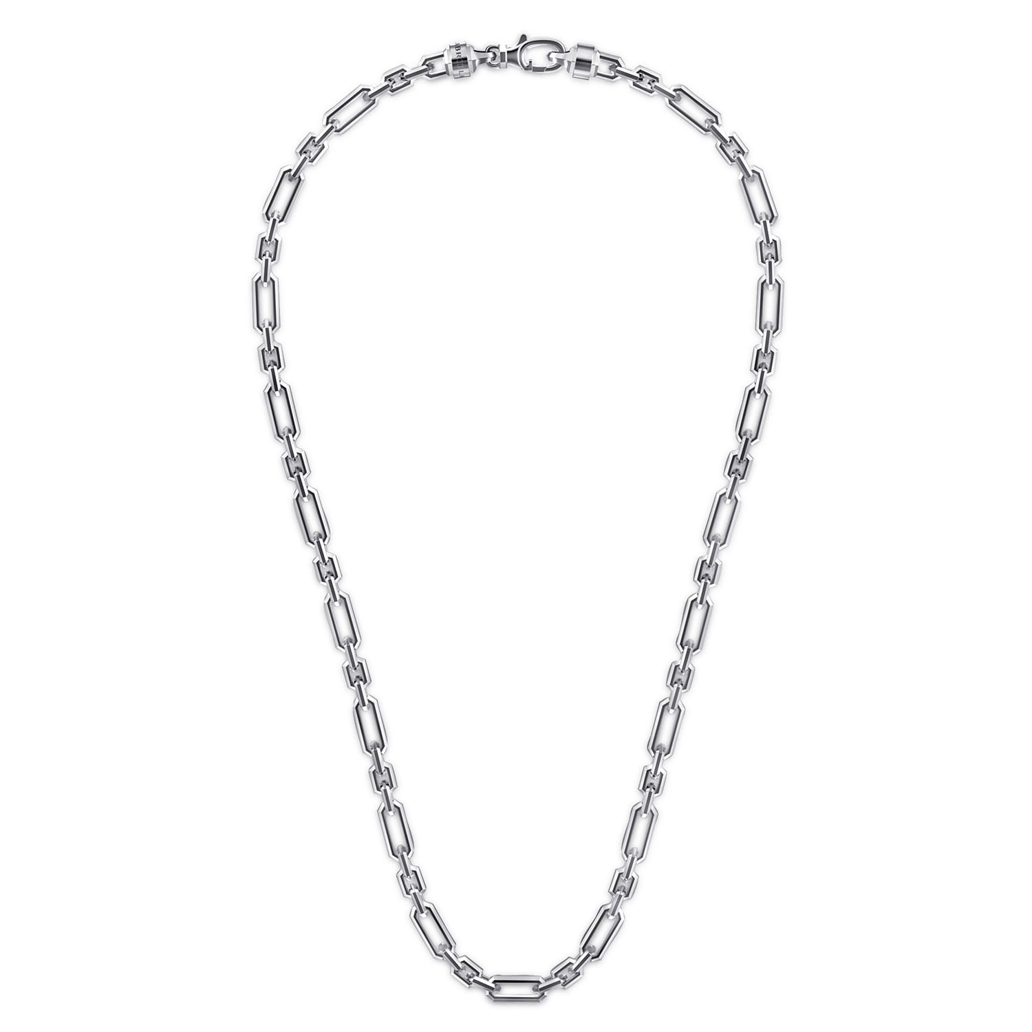 22 Inch 5.50mm 925 Sterling Silver Men's Solid Faceted Link Chain Necklace - Shot 2
