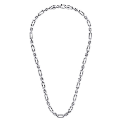 22 Inch 5.50mm 925 Sterling Silver Men's Solid Faceted Link Chain Necklace