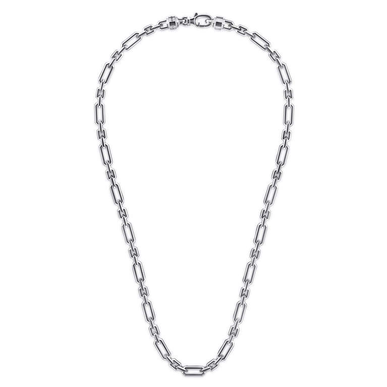 22 Inch 5.50mm 925 Sterling Silver Men's Solid Faceted Link Chain Necklace - Shot 2
