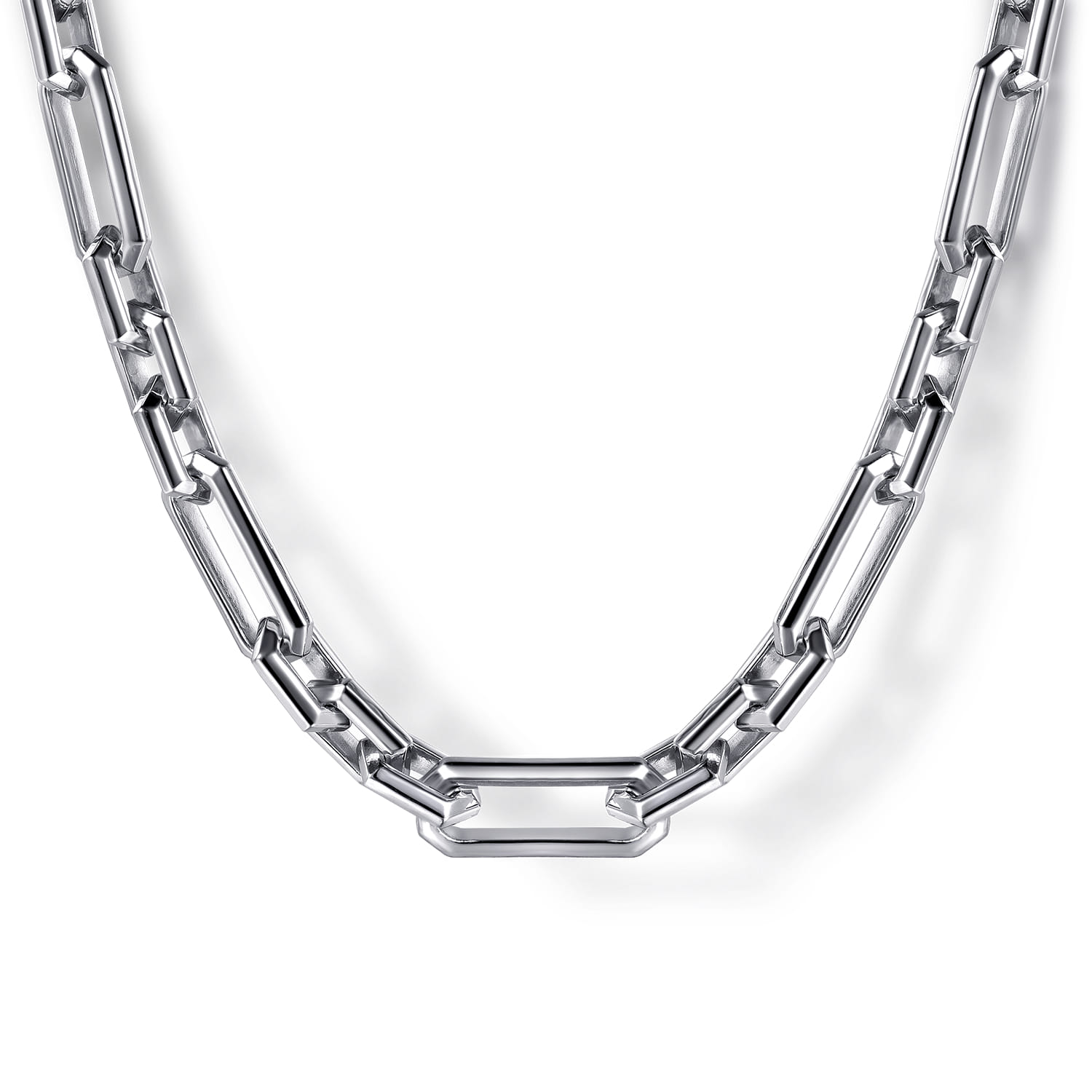 22 Inch 5.50mm 925 Sterling Silver Men's Solid Faceted Link Chain Necklace - Shot 1