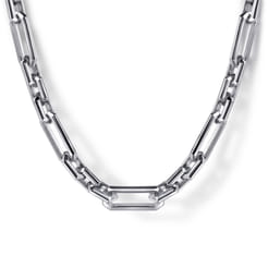 22 Inch 5.50mm 925 Sterling Silver Men's Solid Faceted Link Chain Necklace