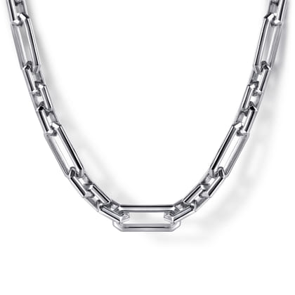 22 Inch 5.50mm 925 Sterling Silver Men's Solid Faceted Link Chain Necklace
