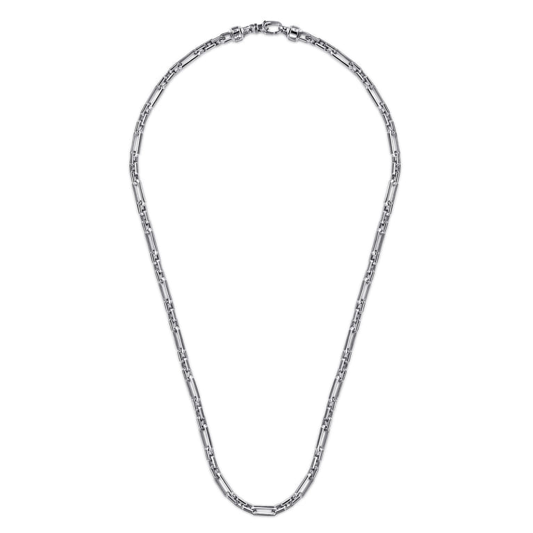 22 Inch 5.50mm 925 Sterling Silver Men's Solid Faceted Link Chain Necklace - Shot 2