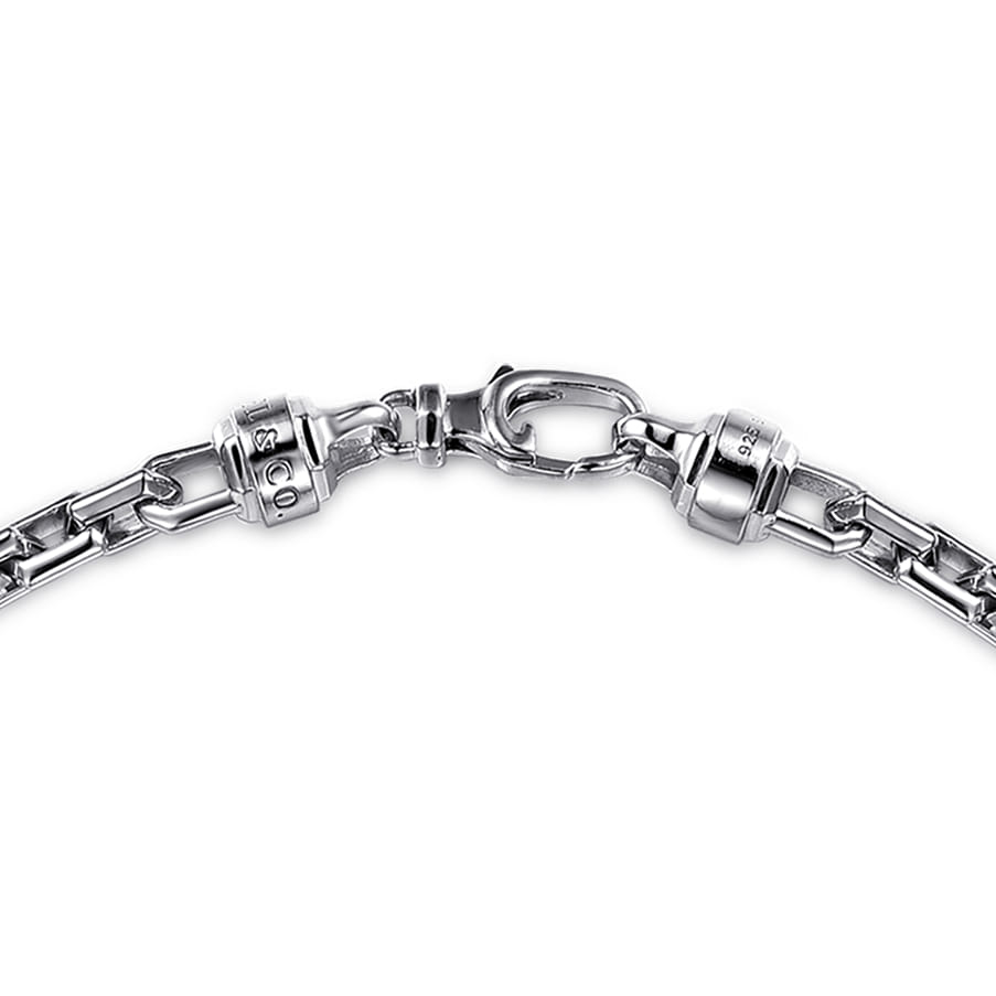 22 Inch 5.50mm 925 Sterling Silver Men's Solid Faceted Link Chain Necklace - Shot 3