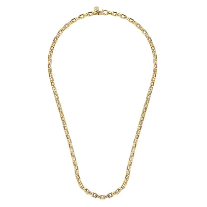 22 Inch 5.6mm 14K Yellow Gold Men's Solid Faceted Link Chain Necklace