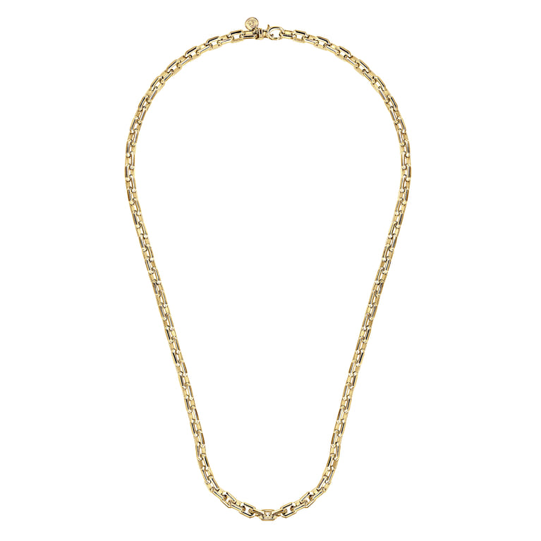 22 Inch 5.6mm 14K Yellow Gold Men's Solid Faceted Link Chain Necklace - Shot 2