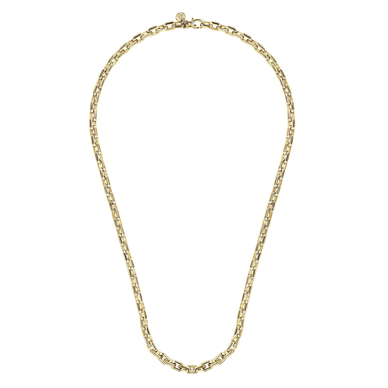 22 Inch 5.6mm 14K Yellow Gold Solid Faceted Men's Link Chain Necklace