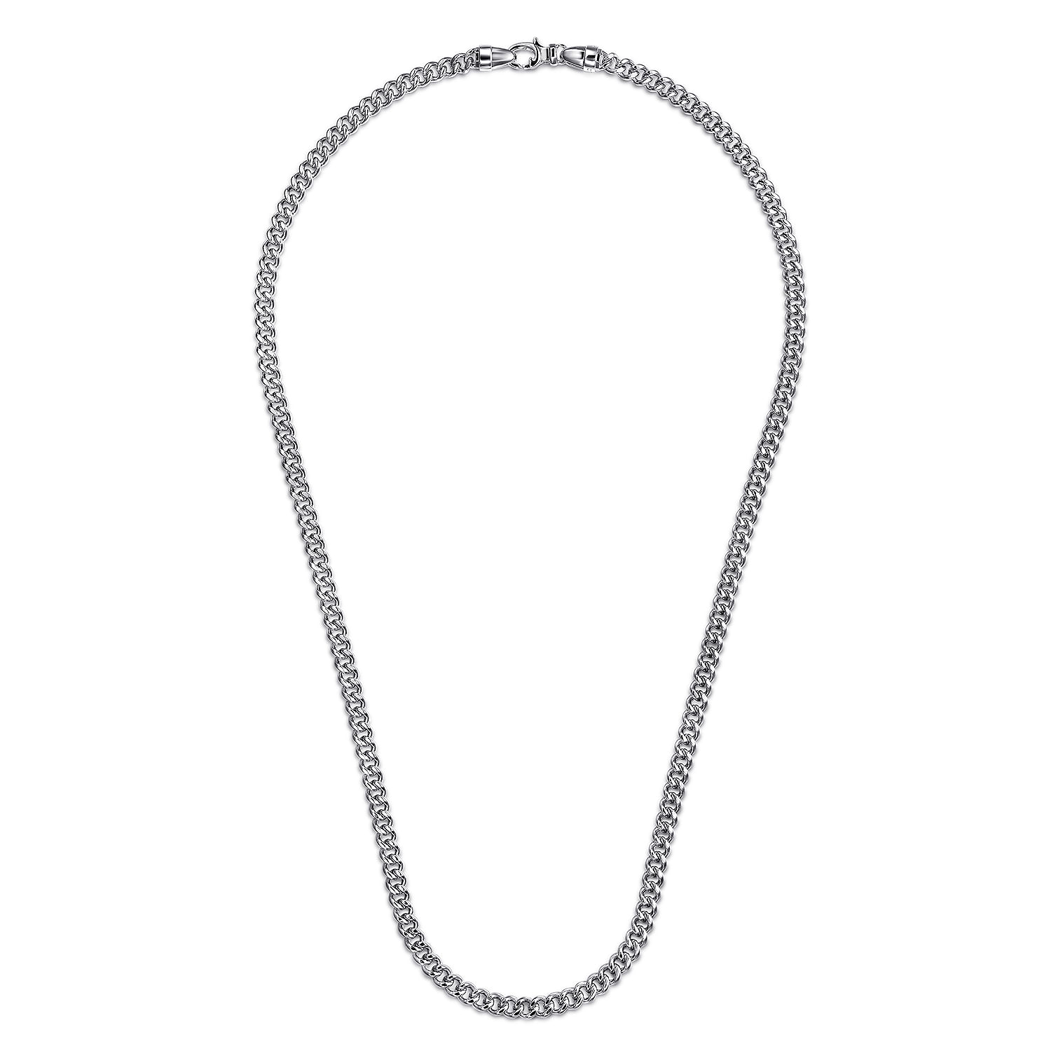 22 Inch 5mm 925 Sterling Silver Men's Hollow Cuban Link Chain Necklace