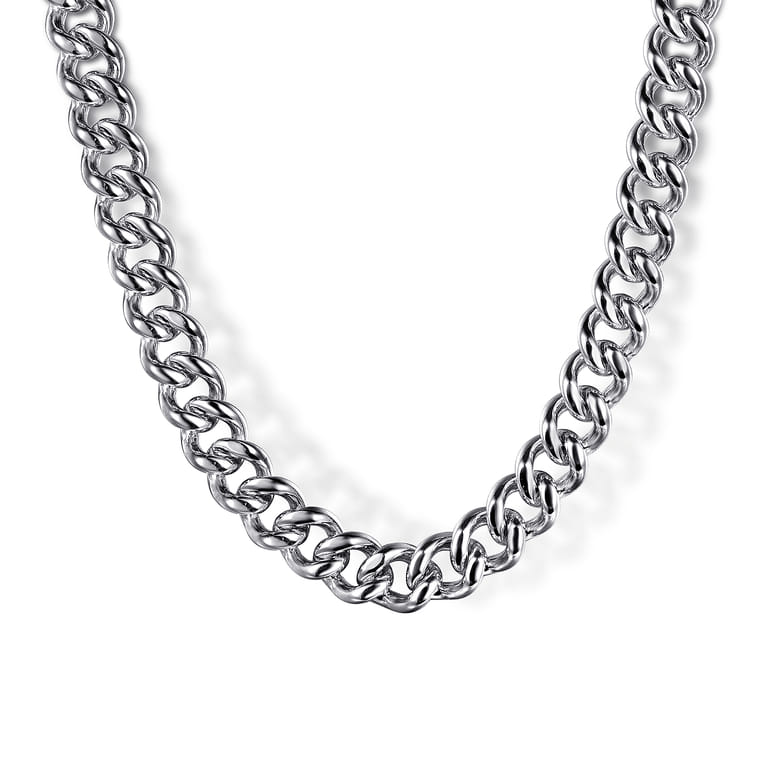 22 Inch 5mm 925 Sterling Silver Men's Solid Cuban Link Chain Necklace - Shot 1
