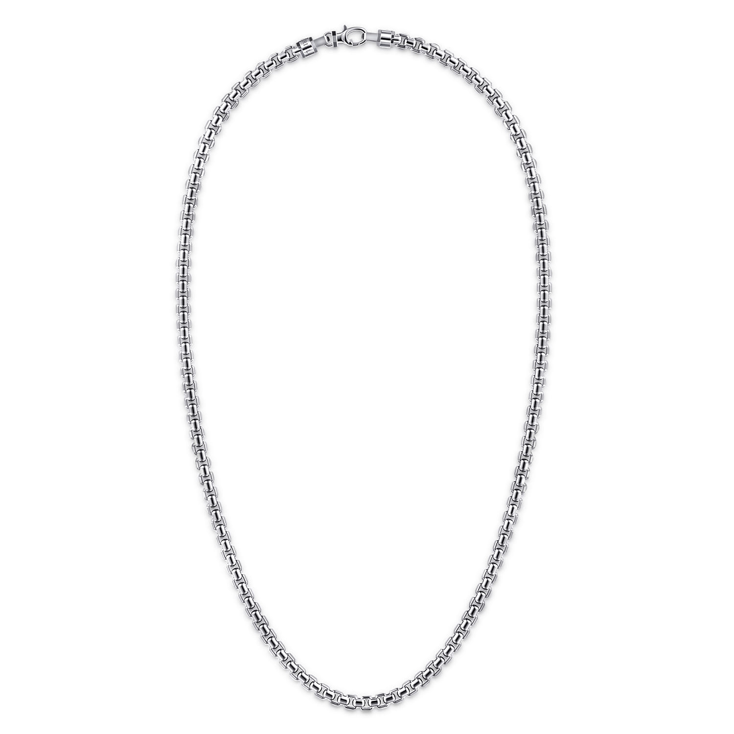 22 Inch 5mm 925 Sterling Silver Men's Solid Round Box Chain Necklace - Shot 2