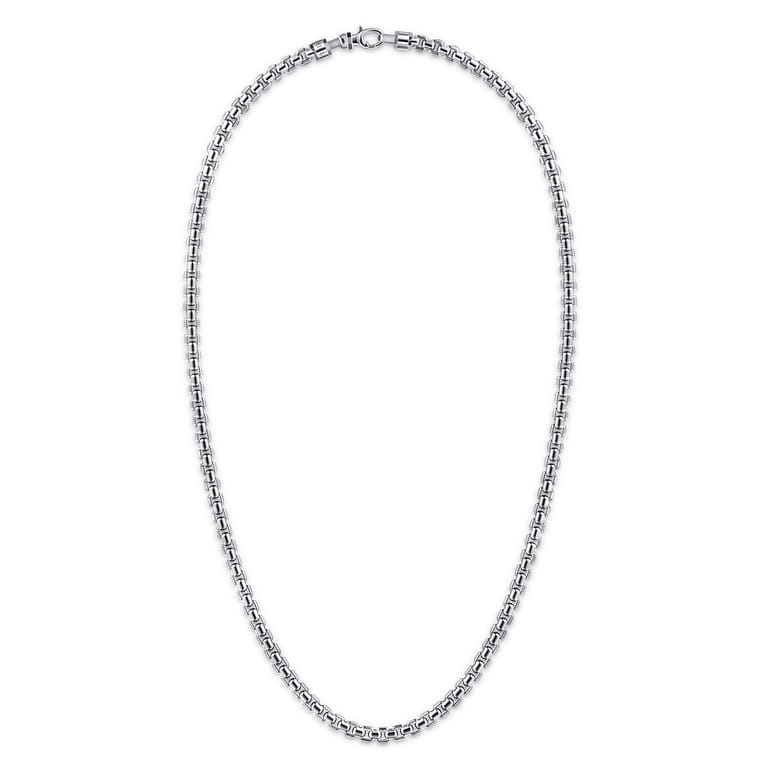 22 Inch 5mm 925 Sterling Silver Men's Solid Round Box Chain Necklace - Shot 2