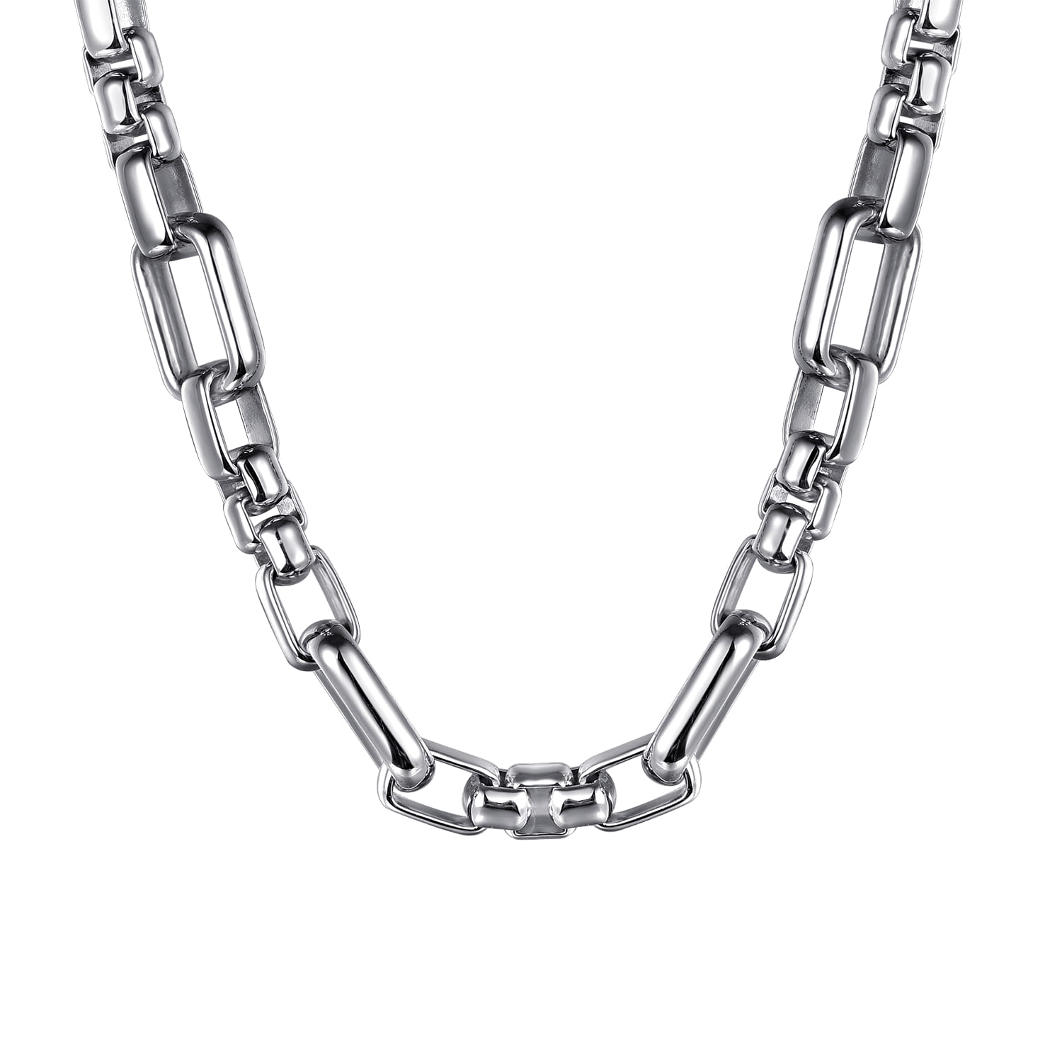 22 Inch 6.10mm 925 Sterling Silver Men's Solid Figaro Chain Necklace - Shot 1