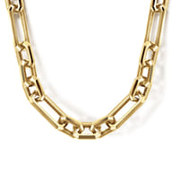 22 Inch 6.4mm 14K Yellow Gold Men's Hollow Figaro Chain Necklace
