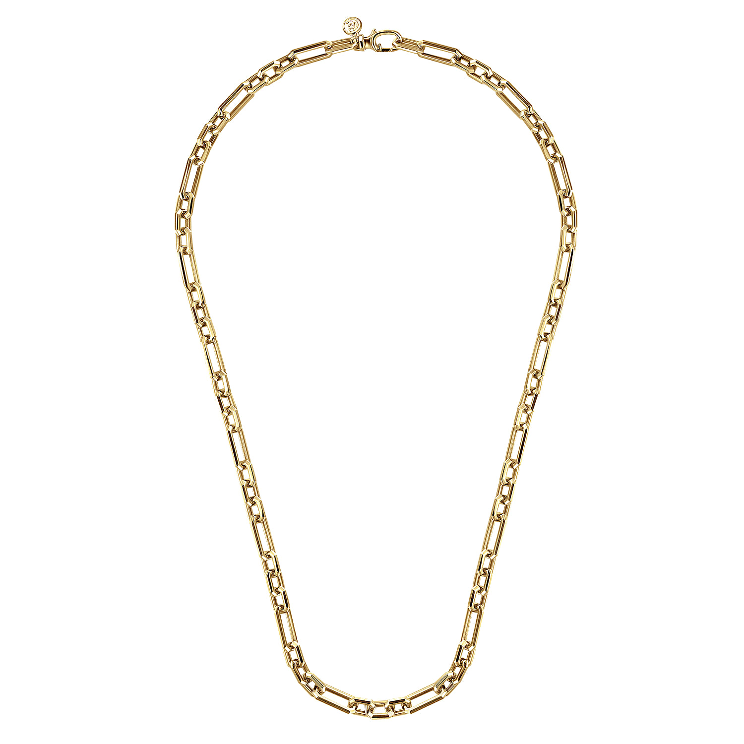 22 Inch 6.4mm 14K Yellow Gold Men's Hollow Figaro Chain Necklace - Shot 2