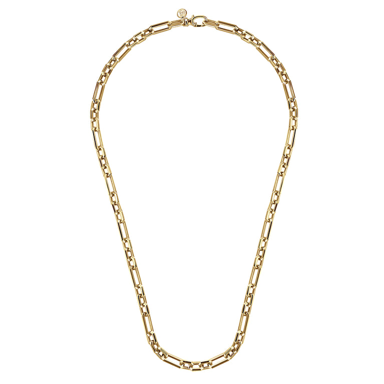 22 Inch 6.4mm 14K Yellow Gold Men's Hollow Figaro Chain Necklace - Shot 2
