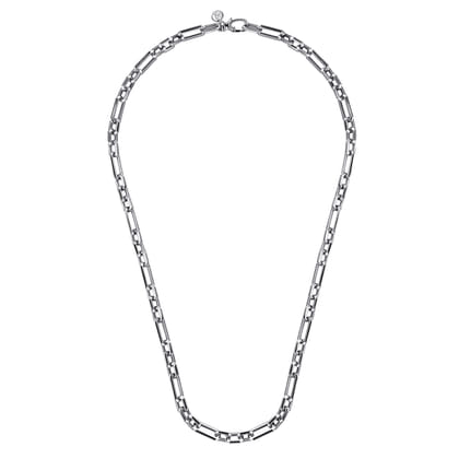 22 Inch 6.4mm 925 Sterling Silver Men's Hollow Figaro Chain Necklace