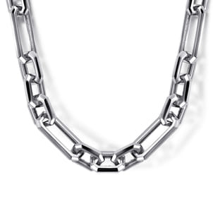 22 Inch 6.4mm 925 Sterling Silver Solid Figaro Chain Necklace