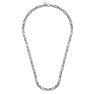 22 Inch 6.4mm 925 Sterling Silver Solid Figaro Chain Necklace