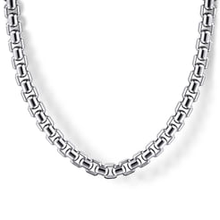 22 Inch 6.5mm 925 Sterling Silver Solid Men's Round Box Chain Necklace