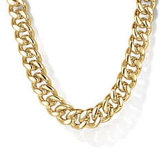 22 Inch 7mm 14K Yellow Gold Men's Link Chain with Diamond Cut Necklace