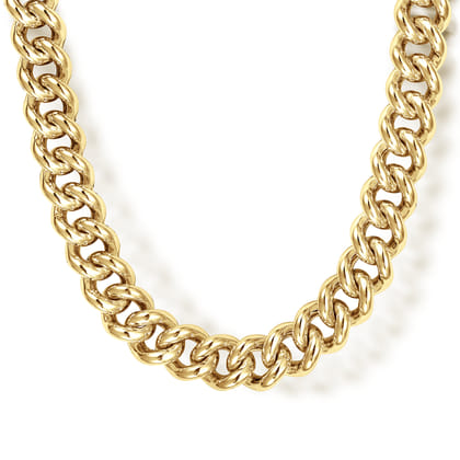22 Inch 7mm 14K Yellow Gold Men's Solid Cuban Link Chain Necklace