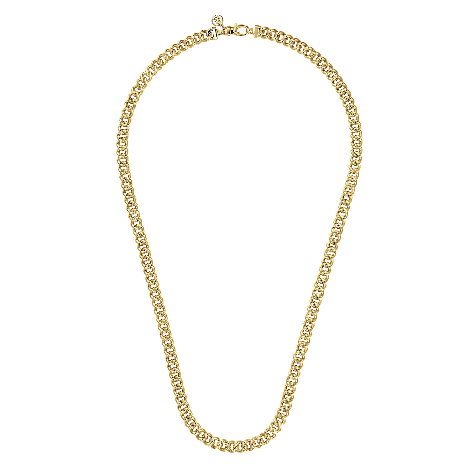 22 Inch 7mm 14K Yellow Gold Men's Solid Cuban Link Chain Necklace