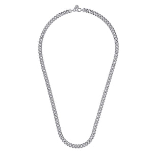 22 Inch 7mm 925 Sterling Silver Men's Solid Cuban Link Chain Necklace