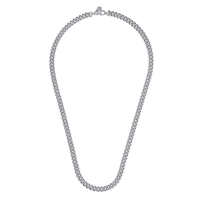 22 Inch 7mm 925 Sterling Silver Men's Solid Cuban Link Chain Necklace - Shot 2