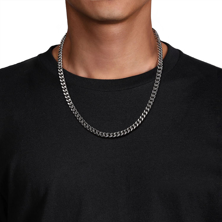 22 Inch 7mm 925 Sterling Silver Solid Men's Diamond Cut Cuban Link Necklace