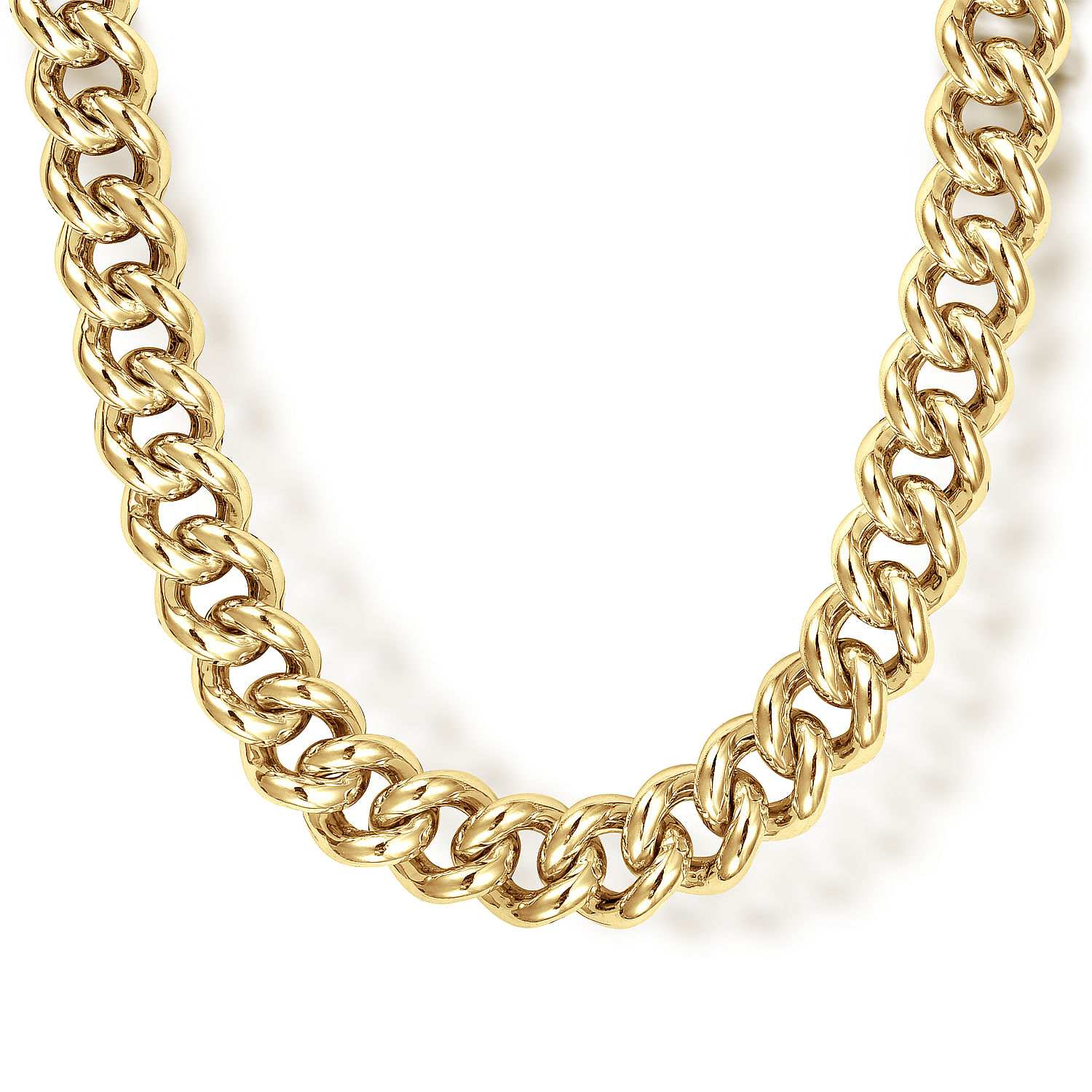 22 Inch 7mm14K Yellow Gold Solid Men's Cuban Link Chain Necklace