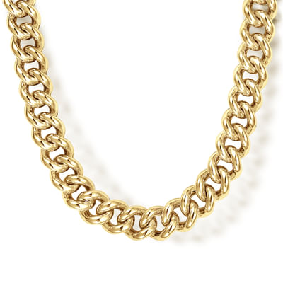 22 Inch 7mm14K Yellow Gold Solid Men's Cuban Link Chain Necklace