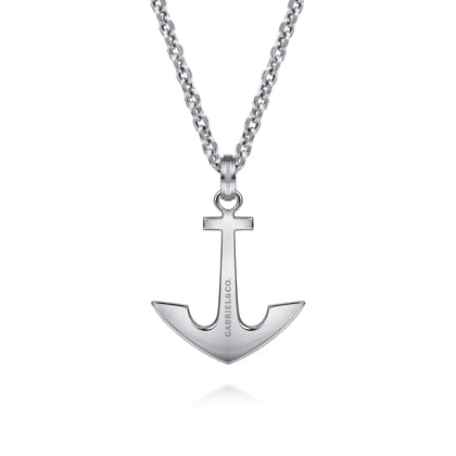 22 Inch 925 Sterling Silver Anchor Pendant Necklace