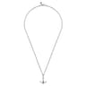 22 Inch 925 Sterling Silver Anchor Pendant Necklace