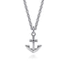 22 Inch 925 Sterling Silver Anchor Pendant Necklace