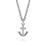 22 Inch 925 Sterling Silver Anchor Pendant Necklace
